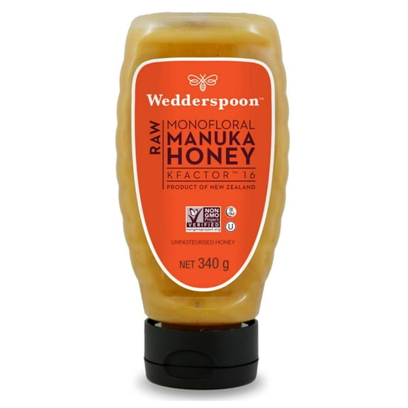 (6 pack) (6 Pack) Wedderspoon Manuka Honey Raw Squeeze Bottle, 12 Oz