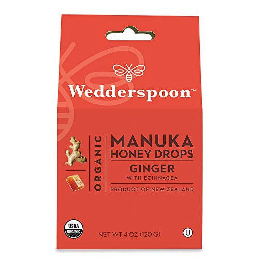 Wedderspoon Organic Manuka Honey Drops, Ginger & Echinacea, 4 oz, 3 Pack