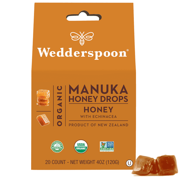 Wedderspoon Organic Manuka Honey Drops Honey, 20 Count