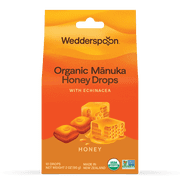 Wedderspoon Organic Manuka Honey Drops for Dry Throats with Echinacea, Honey, 10 Count Box