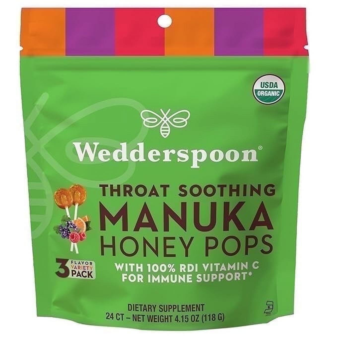 Wedderspoon Organic 3 Flavor Variety pack Manuka Honey Pops, 24 Count