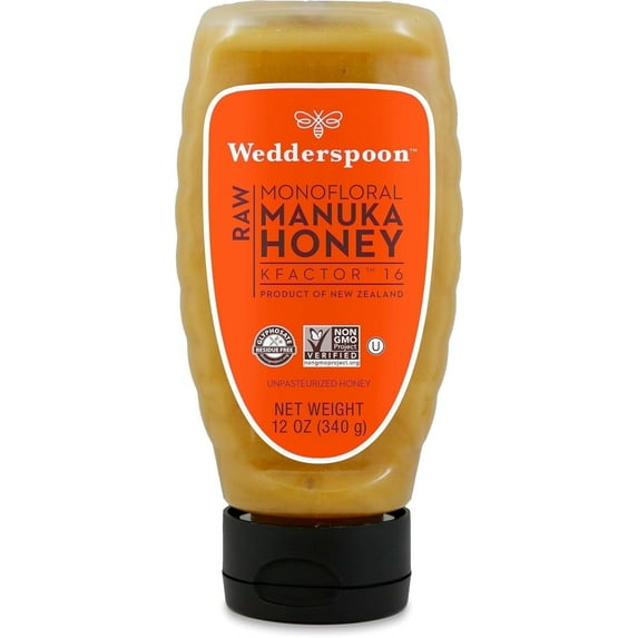 Wedderspoon Raw Monofloral KFactor 16 Manuka Honey, 12 oz