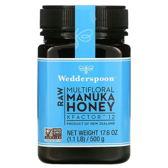 Wedderspoon Raw Multifloral Manuka Honey KFactor 12, 17.6 oz poly jar