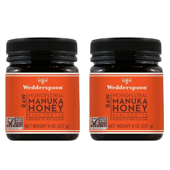 Wedderspoon Raw Premium Manuka BDF32 Honey, KFactor 16, 8 Oz (Pack of 2), Unpasteurized, Genuine New Zealand Honey, Traceable From Our Hives To Your Home Home