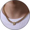 thumbnail image 1 of Weddinen Initial A-Z Gold Cuban Link Chain Necklace for Men Women Letter Pendant Stainless Steel 6.5mm 18+2 Inches Jewelry Gift, 1 of 7