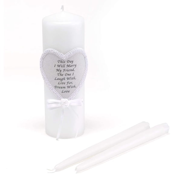 Wedding Accessories 9-Inch Pillar and 2 10-Inch Tapers Unity Candles, Set of 3, This Day I Will Marry My Friend