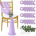 thumbnail image 1 of Wedding Aisle Chair Sashes Decorations 36 Pieces Light Purple Soft Chair Sashes Tulle Chairs Covers with Artificial Eucalyptus, 1 of 12