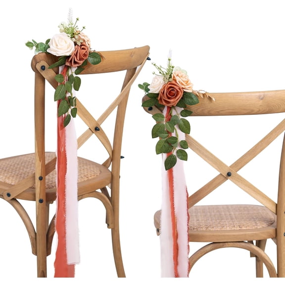 Wedding Aisle Decorations for Wedding Ceremony Set of 10 Pew Flowers for Church Chair Decorations Party Decor with Artificial Flowers Eucalyptus and Ribbons White