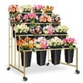 thumbnail image 1 of Wedding Aisle Gold Flower Stand – 4-Tier Black Planters for Roses/Lilies, Tiered Display for Romantic Ceremony Decor, 1 of 6