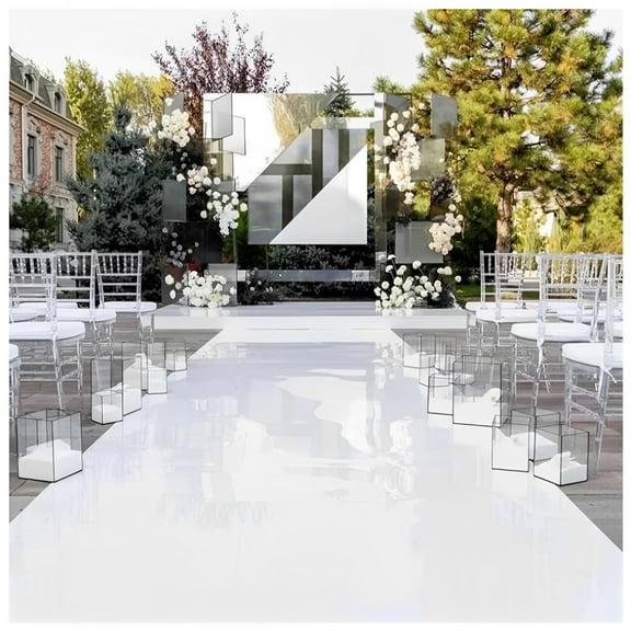 Wedding Aisle Runner, Mirror Reflective Exhibition Carpet Roll Runway Rug Mat, Cuttable for Wedding Ceremony, Party, Indoor Outdoor Decorations