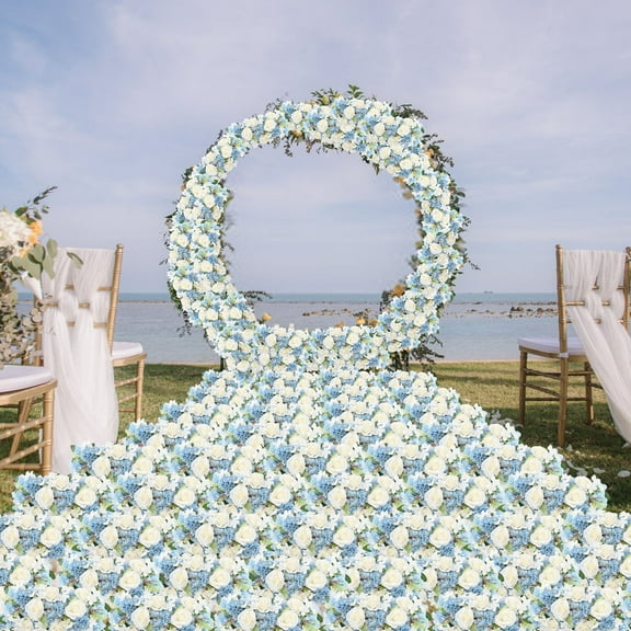 Wedding Aisle Silk Flower Arrangements | Realistic Rose & Lily Bouquets | 52cm Tall Aisle Decor for Ceremony & Reception