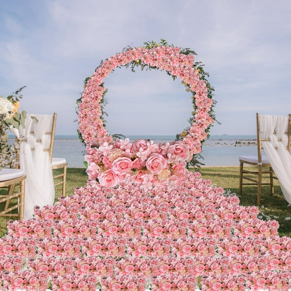 Wedding Aisle Silk Flower Arrangements | Realistic Rose & Lily Bouquets | 52cm Tall Table & T-Aisle Decor | Long-Lasting Ceremony Floral Centerpieces