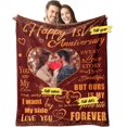 thumbnail image 1 of Wedding Anniversary Blanket 1 Year for Women Men - Happy 1st Anniversary 50"" X 60"" Soft Throw Blanket - Romantic Gift for Couple Wife Husband, 1 of 5