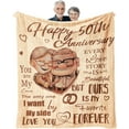 thumbnail image 1 of Wedding Anniversary Blanket 1 Year for Women Men - Happy 1st Anniversary 50"" X 60"" Soft Throw Blanket - Romantic Gift for Couple Wife Husband, 1 of 5