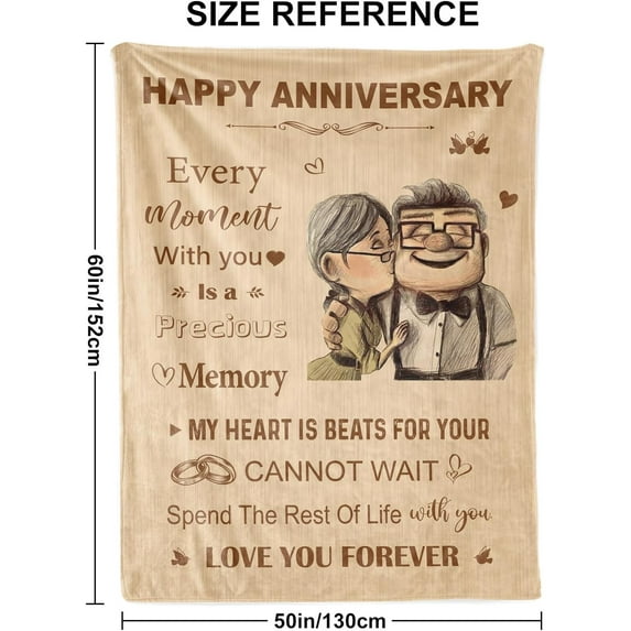 Wedding Anniversary Blanket Couples Present,Anniversary Present Blanket for Him and Her,Wife Husband Happy Anniversary Present for Couple Mom Dad Parents Valentine''s Flannel Throw Blanket