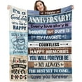 thumbnail image 1 of Wedding Anniversary Blanket Gifts for Him Her Best Romantic Anniversary Marriage Gifts for Wife Husband Men Women Happy Anniversary for Couple Mom Dad Parents Custom Blanket 50x60, 1 of 6