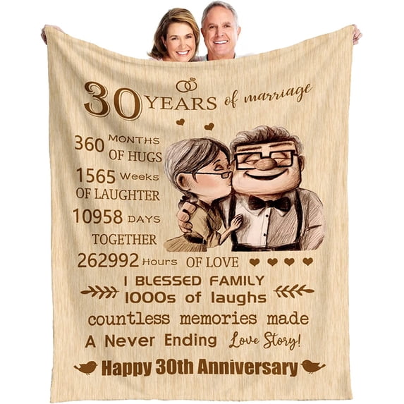 Wedding Anniversary Blanket Gifts for Her Wedding Gift for Wife Husband, Anniversary Marriage Gift for Couple Mom Dad Parents, Happy Anniversary for Girlfriend Boyfriend Gifts Blanket (50"x60")