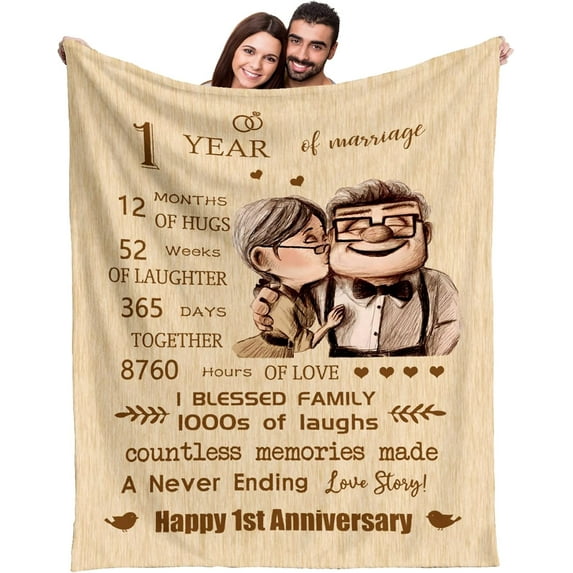 Wedding Anniversary Blanket Gifts for Her Wedding Gift for Wife Husband, Anniversary Marriage Gift for Couple Mom Dad Parents, Happy Anniversary for Girlfriend Boyfriend Gifts Blanket (50"x60")