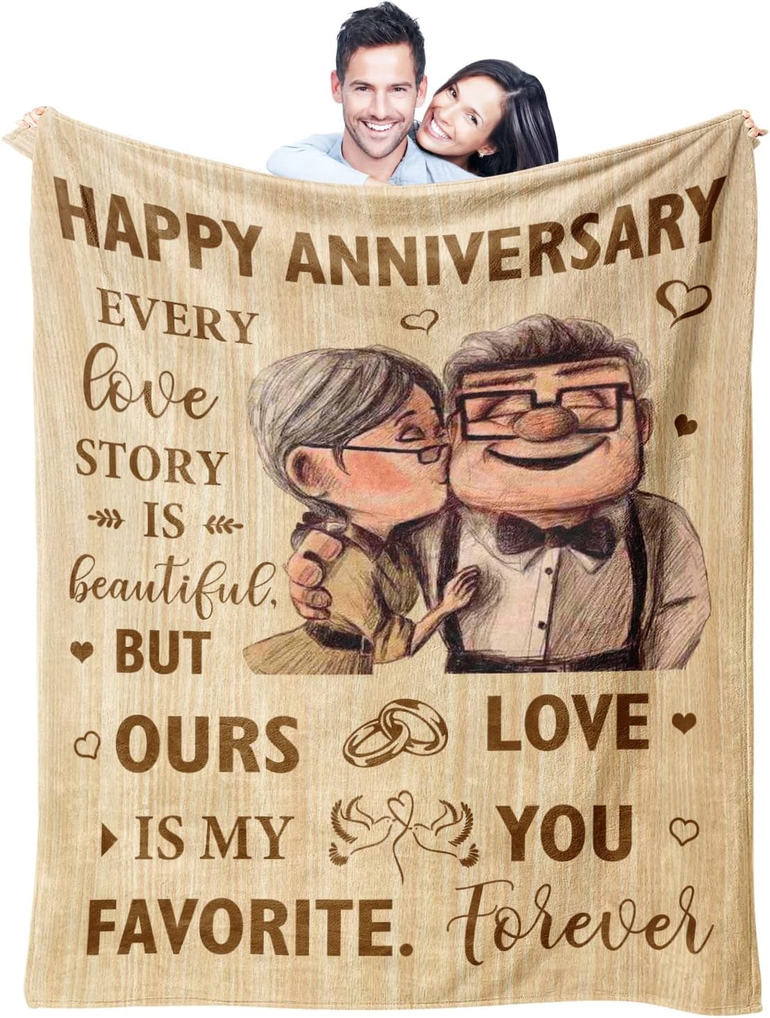 Wedding Anniversary Blanket Gifts for Him Her Wife Husband Men Women, Best Romantic Anniversary Marriage Gift for Couple Mom Parents, Happy Anniversary for Girlfriend Boyfriend Gifts Blanket