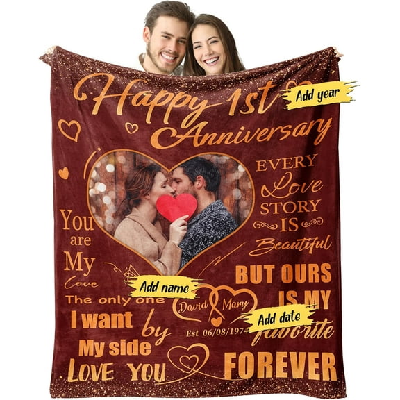 Wedding Anniversary Blanket Gifts for Couple Husband Wife Happy Anniversary 50" X 60" Soft Throw Blanket Anniversary Present for Parents