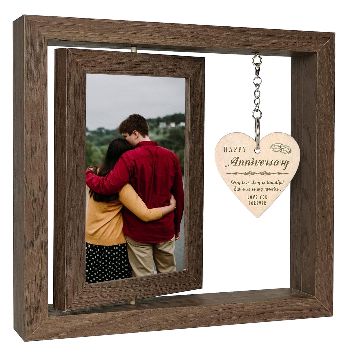 Wedding Registry Gifts Anniversary 4×6in Picture Frame Wood Anniversary Gifts Rustic Wood Floating Decor Wedding Gifts for Wife Girlfriend