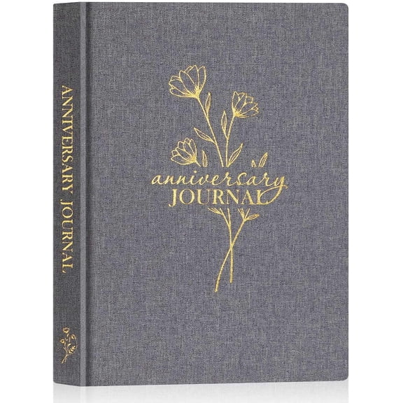 Wedding Anniversary Journal Notebook - Linen First Year to 70th Anniversary Scrapbook Memory Book for Couples - Newlywed Marriage Journal Wedding Anniversary Book Gifts (Grey, 190 Pages)