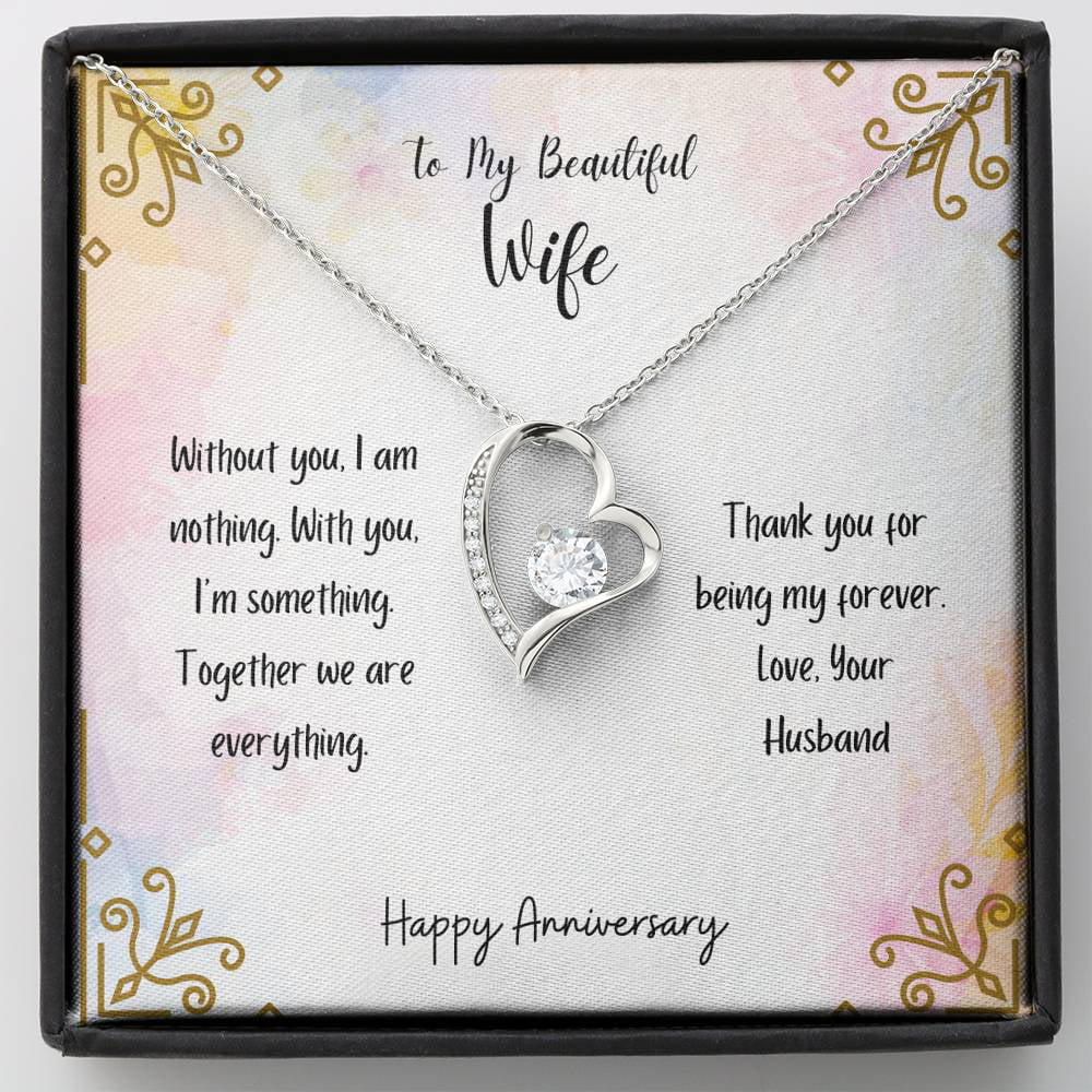Anavia Happy Anniversary Gift Necklace,Wedding Anniversary Gift for Wife,Express Love Card Jewelry Gift-[Silver Mini Crystal Heart, Royal Purple Gift