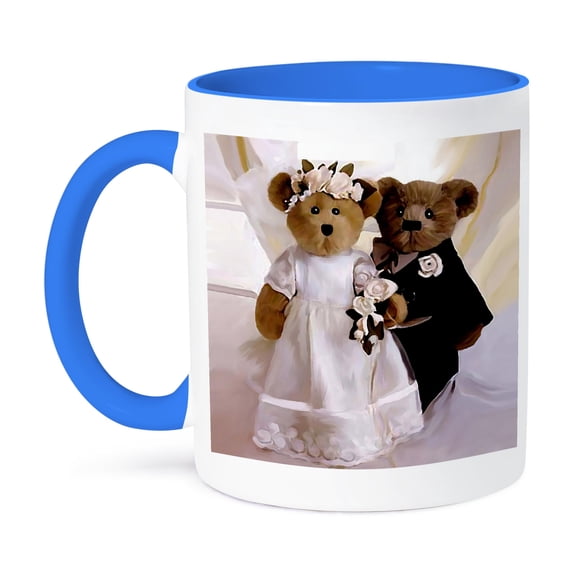 3dRose, Wedding Anniversary Personalized, 11oz Two-Tone Blue Mug