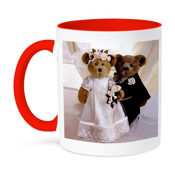 3dRose, Wedding Anniversary Personalized, 11oz Two-Tone Red Mug