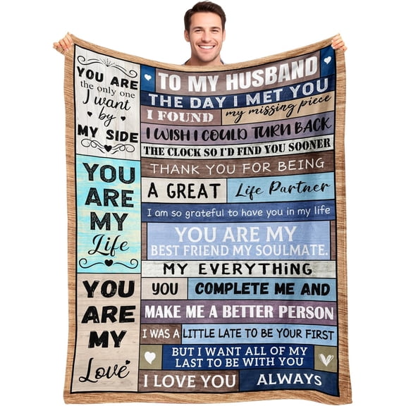 Wedding Anniversary Romantic Gifts for Men Husband from Wife - Husband Birthday Gifts - Fathers Day Valentines Day Christmas Birthday Presents for Him - to My Man Blanket 50"x60"