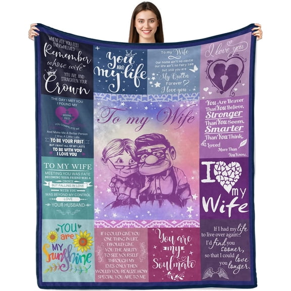 Wedding Anniversary Romantic Gifts for Wife, Anniversary Blanket for Her, to My Wife Blanket, Wife Birthday Gifts for Her, Gifts for Wife Ultra-Soft Flannel Throw Blanket 50"x60"