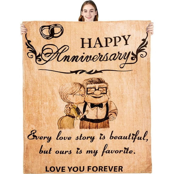 Wedding Anniversary for Her Him Gifts, Personalized Throw Blanket Gift, Anniversary Christmas Valentines for Wife Husband Mom Dad Gifts