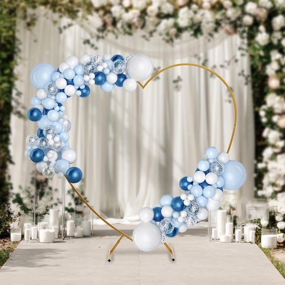 Wedding Arch, 6.89ft Metal Heart Shaped Wedding Arch Stand, Curved Flower Balloon Frame Garden Arbors and Arches for Wedding, Valentine's Day, Christmas, New Year Decoration Gold