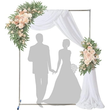 YeYeBest  7x5FT  Silver Stainless Steel Wedding Arch with Support Feet Base, Square Arch for Wedding Party Bridal Garden Outdoor