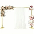 thumbnail image 1 of Wedding Arch Backdrop Stand 10FT x 7FT Heavy Duty Square Metal Frame, Stable Adjustable Pipe & Drape Kit, Easy Assembly for Wedding Ceremony Birthday Party Baby Shower Photobooth Decoration (Gold)), 1 of 12