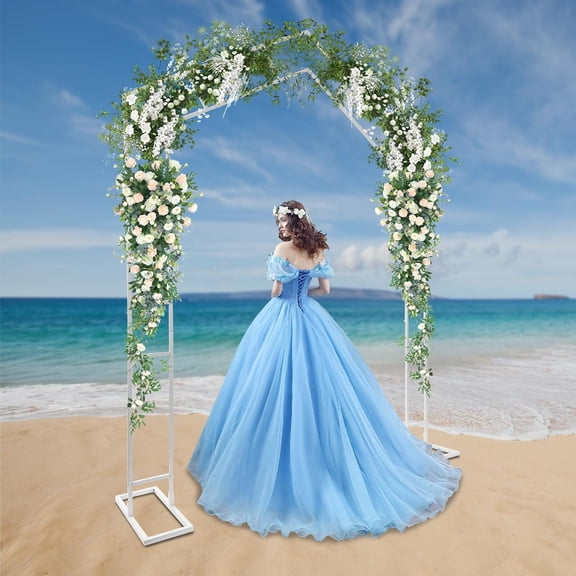 Wedding Arch Backdrop Stand 6.56x7.87ft A-Shape Wedding Arches for Ceremony White/Gold Metal Balloon Arch Frame for Wedding Birthday Party Event Decor (White)