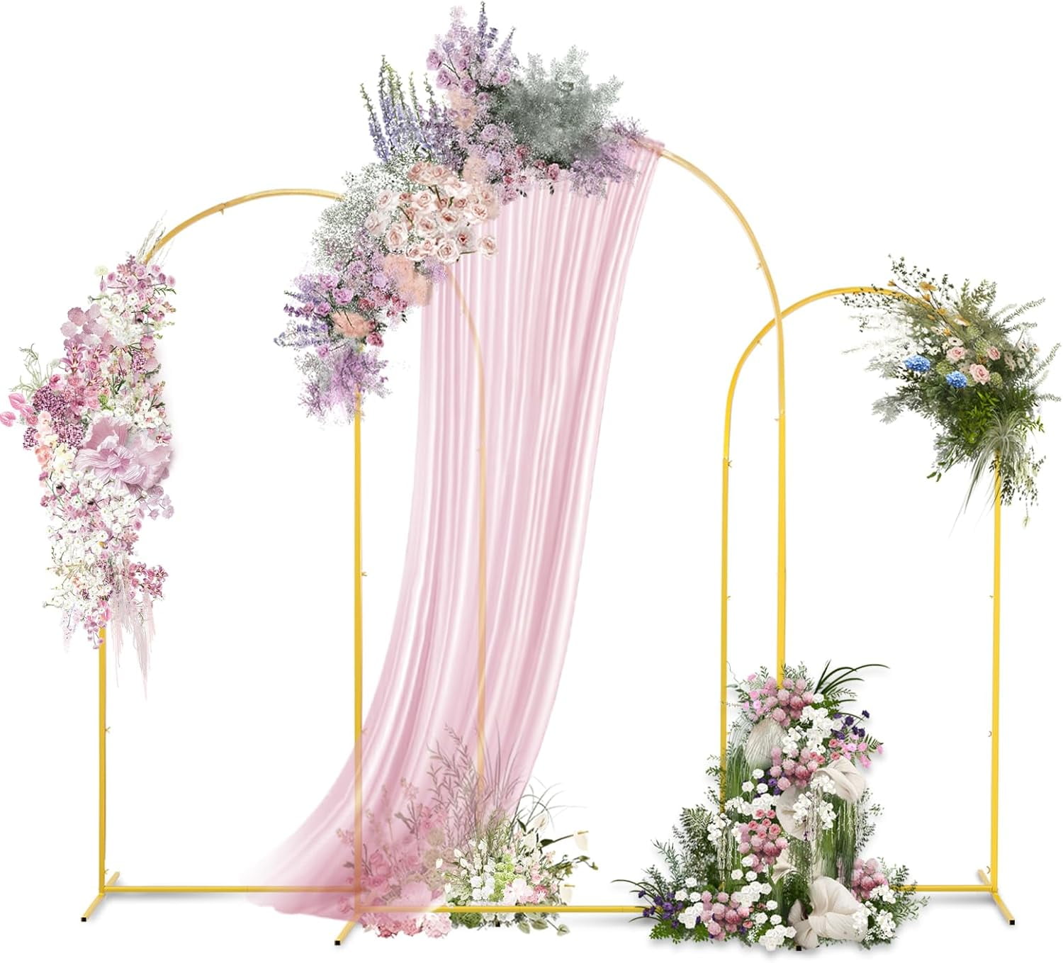Gold Metal Arch Stand Backdrop Set (3 Sizes: 7.2FT, 6.6FT, 6FT) - Wedding, Party, Photo Booth Frame 5 thumbnail image