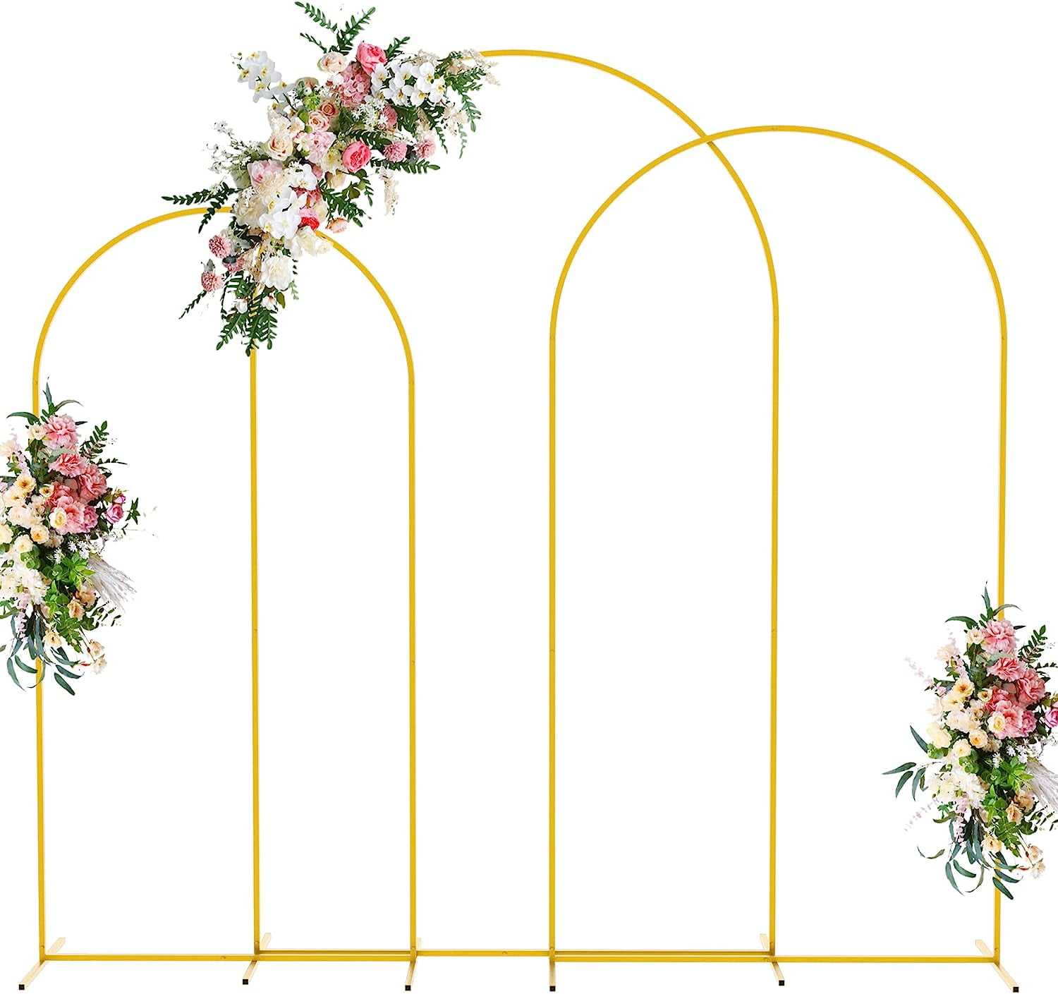 Wedding Arch Backdrop Stand 8FT, 7.2FT, 6.6FT Set of 3 Gold Metal Arch ...
