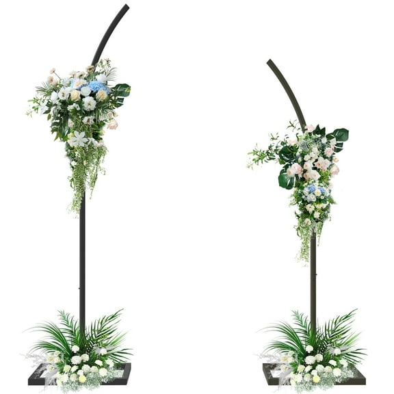 Wedding Arch Backdrop Stand with Ballon Sets, Metal Wedding for Ceremony,Balloon Stand for Birthday, Wedding, Baby Shower and Any Celebration, 81.6in&96in, Black
