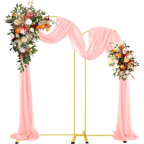 Wedding Arch Backdrop Stand Set of 2 (7.2FT/6FT), Gold Metal Arch Backdrop Stand,Balloon Arch Stand for Wedding Ceremony Baby Shower Outdoor Indoor Birthday Party Graduation Decoration,Gold