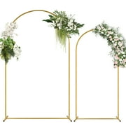 Wedding Arch Backdrop Stand, Set of 2 Gold Metal Arch Backdrop Stand 7.2FT and 6FT, Balloon Arch Stand for Wedding Ceremony Baby Shower Outdoor Indoor Birthday Party Graduation Decoration