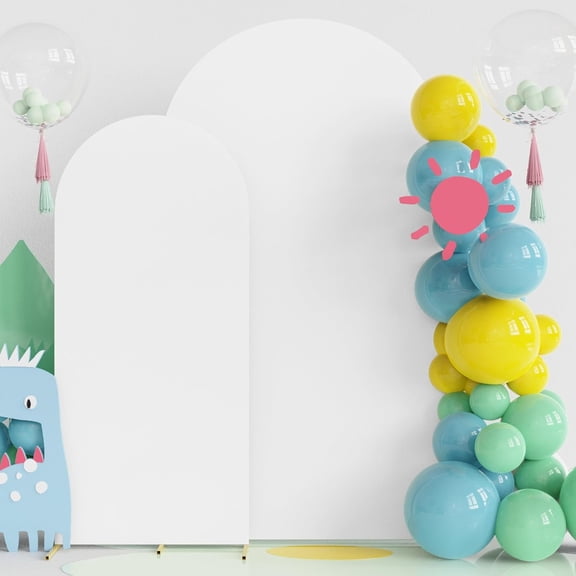 Wedding Arch Cover 7.2FT, 6FT White Spandex Arch Backdrop Covers 2 Set Round Top Fitted Fabric for Birthday Party Shower Wedding Stand Decoration