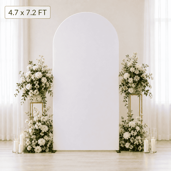 Wedding Arch Cover 7.2FT Arch Backdrop Cover Round Top Arch Cover Fabric for Birthday Party Baby Shower Wedding Arch Stand Decoration