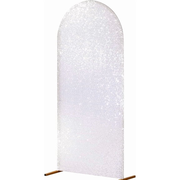 Wedding Arch Cover, Bling Arch Backdrop Cover Sequin Wedding Arch Stand Cover Round Top Zipper Design Banquet Backdrop Cover Decoration, Silver, 2m high x 1m Wide (6.6ft)