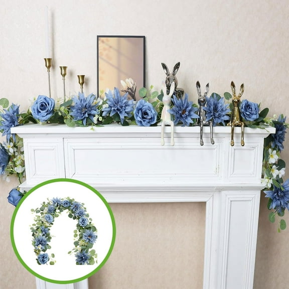 Wedding Arch Decorations, 1.8m Artificial Eucalyptus Vines, Plastic Flower Leaf Garlands for Outdoor Indoor Wedding Party, Blue