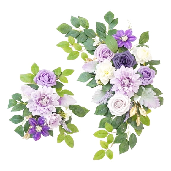 Wedding Arch Decorations Set of 2 Reusable Artificial Hanging Flowers Floral Swag - Greenery Garland for Wedding Welcome Sign Backdrop, Bridal Ceremony Reception Decoration