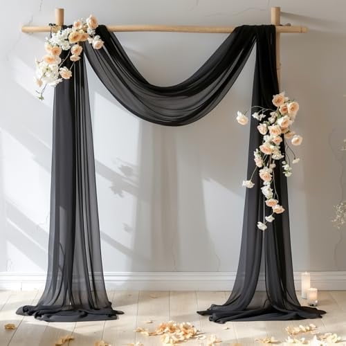 Wedding Arch Drapery Fabric 28 inches × 19 feet Sheer chiffon backdrop curtain For wedding ceremony decoration Decorative arch drapery suitable for birthday party ceiling backdrop