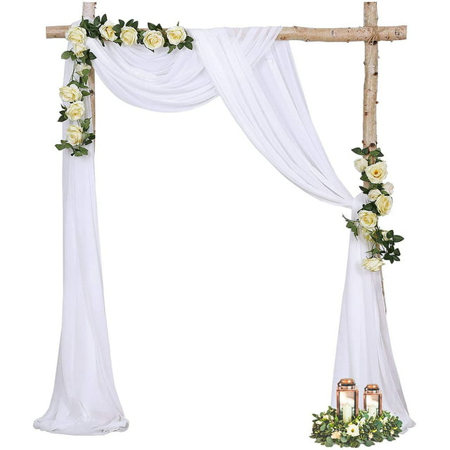 Wedding Arch Drapes White Sheer Backdrop Curtain Chiffon Fabric Drapery ...