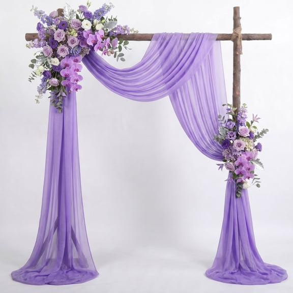 Cymbex Wedding Arch Draping Fabric 1 Panel 28.7 x 20 ft Lavender Purple Sheer Backdrop Drapes for Wedding Ceremony Birthday Party Bridal Shower Decor