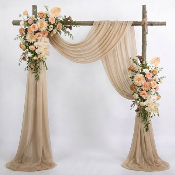Wedding Arch Draping Fabric 1 Panel 28.7" x 20FT Nude Sheer Chiffon Backdrop Drapes for Wedding Ceremony Birthday Party Bridal Shower Outdoor Decoration